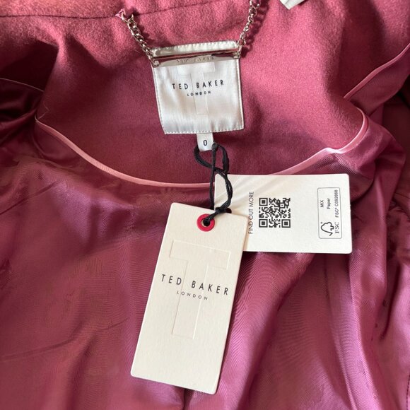 NWT Ted Baker London ROSESS Coat, Ted Size 0 (small) rose pink colour - Picture 4 of 14
